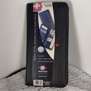 Wenger Black Leather Travel Folio